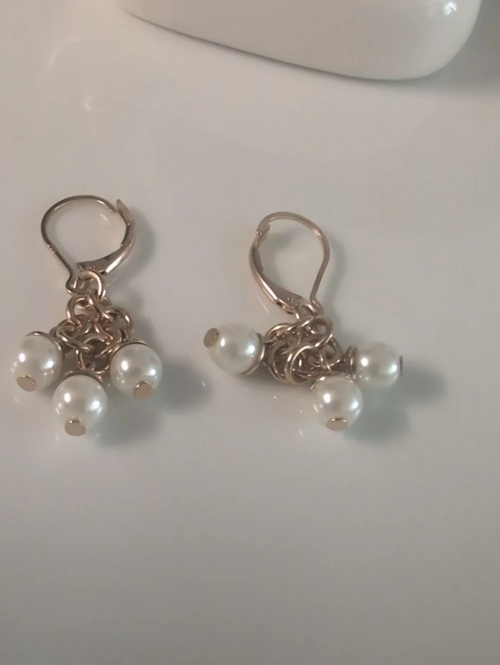 925 Sterling Silver Gold Plated Pearl Drop Dangle Ears Hand Woven Cluster